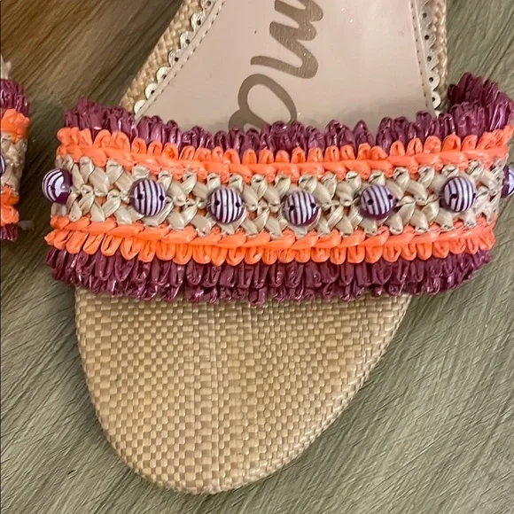 Sam Edelman Rattan Heels with Vibrant Design Orange and Purple - Picture 4 of 8